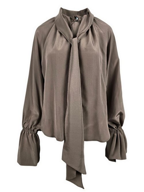 camicia donna con fiocco tortora Camicetta Snob | 566-31421174